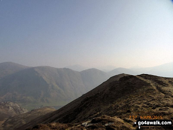 Approaching Craig y Bera from Foel Rudd (Mynydd Mawr) with The Nantlle Ridge in the distance in the background 