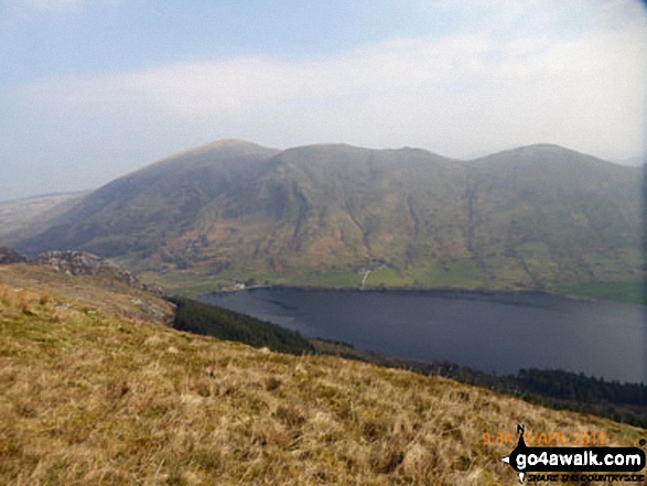 Moel Eilio, Foel Gron and Foel Goch (Snowdon) tower above Llyn Celwyn from Foel Rudd (Mynydd Mawr) 