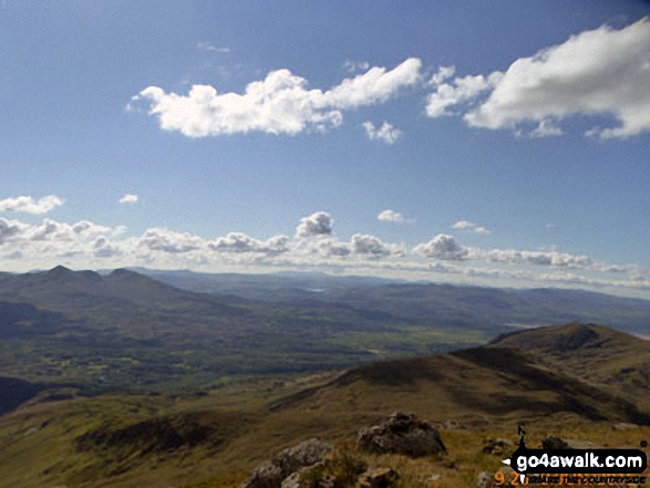 The Moelwyns from the path approaching the summit of Moel Hebog 