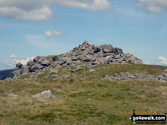 Walk gw192 Moel Hebog from Beddgelert - The cairn on the summit of Moel Yr Ogof