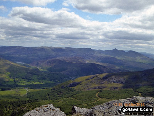 Beddgelert Forest, Beddgelert and Llyn Dinas from Moel Lefn 