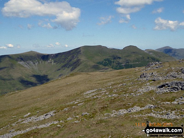 The Nantlle Ridge - Garnedd-goch, Craig Cwm Silyn, Mynydd Tal-y-mignedd, Bwlch Dros-bern, Trum y Ddysgl and Mynydd Drws-y-coed - from Moel Lefn