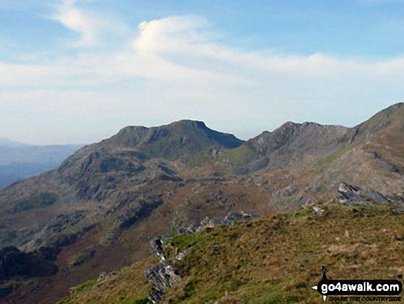 Walk gw200 Moel-yr-hydd, Moelwyn Mawr and Moelwyn Bach from Tanygrisiau - Moelwyn Bach, Bwlch Stwlan, Craigysgafn and Moelwyn Mawr from near Rhosydd Quarry