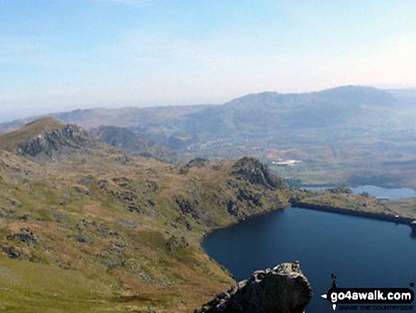 Moel-yr-hydd, Llyn Stwlan, Tanygisiau Dam and Blaenau Ffestiniog from Craigysgafn 