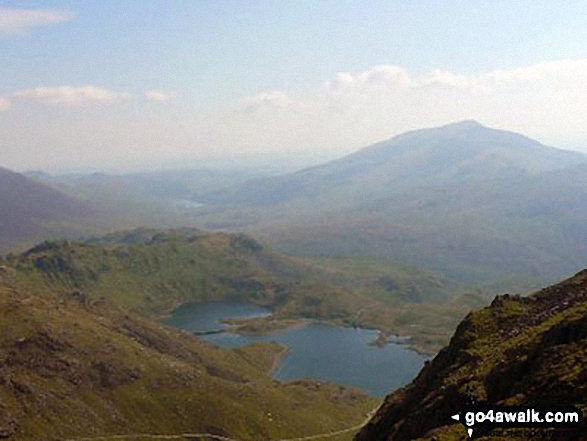 Craig Fach, Llyn Llydaw and Carnedd Moel Siabod from the Watkin Path on Bwlch Ciliau