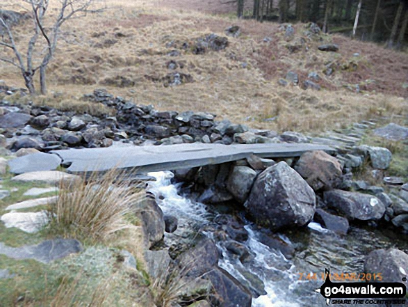 Clapper bridge over Nant Cadair en-route to Mynydd Moel