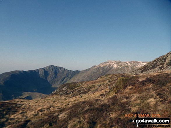 Craig Cwm Amarch, Cadair Idris (right) and Llyn Cau from near the summit of Mynydd Moel 