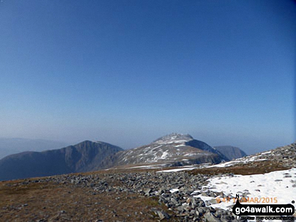 Craig Cwm Amarch (left) and Cadair Idris (Penygadair) from the path from Mynydd Moel 