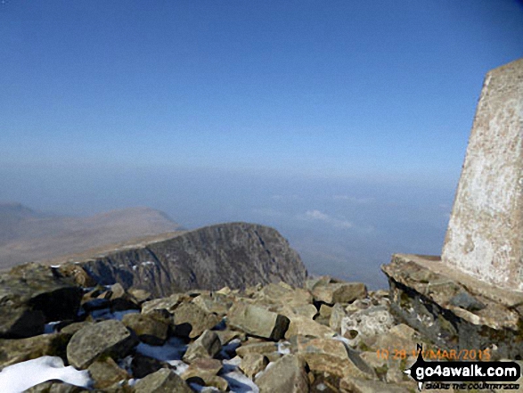 Walk gw152 Cadair Idris (Penygadair), Mynydd Moel, Cyfrwy and Gau Craig via The Pony Path - Cyfrwy from Cadair Idris (Penygadair) summit trig point