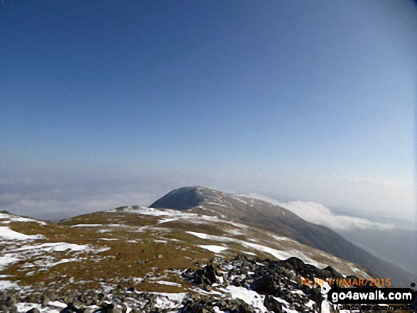 Walk gw123 Cadair Idris (Penygadair) Cyfrwy and Craig Cwm Amarch from Llanfihangel-y-pennant - Mynydd Moel from Cadair Idris (Penygadair) summit trig point