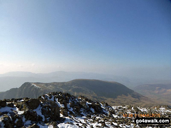 Walk gw152 Cadair Idris (Penygadair), Mynydd Moel, Cyfrwy and Gau Craig via The Pony Path - Craig Cwm Amarch and Mynydd Pencoed from Cadair Idris (Penygadair) summit trig point