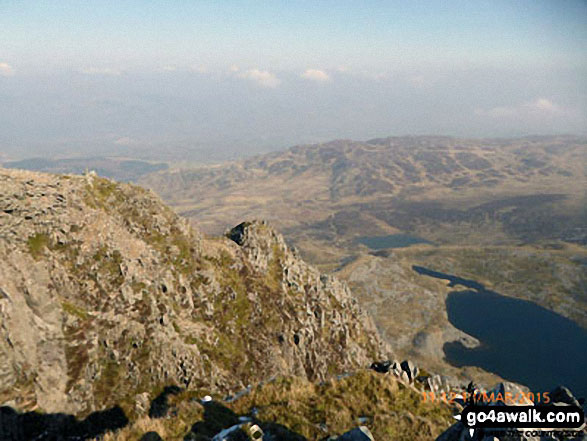 Walk gw137 Cadair Idris (Penygadair), Mynydd Moel, Craig Cwm Amarch and Cyfrwy via The Fox's Path - Llyn Gafr and Llyn y Gadair from Cyfrwy