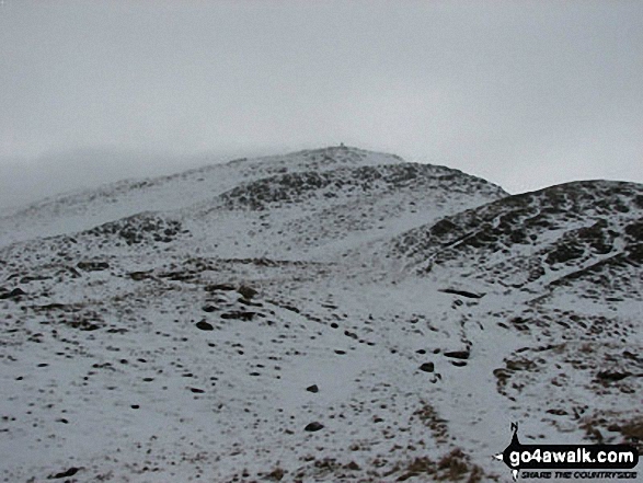 Walk c181 Dollywaggon Pike and Seat Sandal from Patterdale - Snow on St Sunday Crag as the mist clears