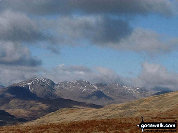 Walk c123 The Old Man of Coniston and Swirl How from Walna Scar Road, Coniston - Scafell, Scafell Pike, and Great End from White Maiden and Walna Scar