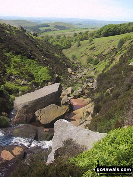 Walk ny272 Crookrise Crag Top, Rylestone Fell and Embsay Moor from Embsay - Waterfall Gill Beck from the top of the waterfall