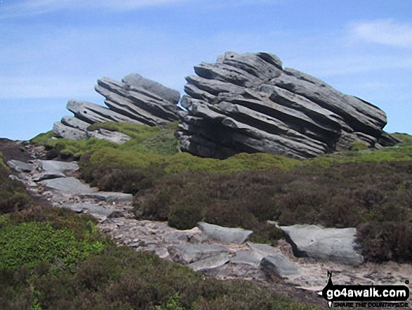 Walk ny167 Ryelstone Fell, Sharp Haw and Rough Crag from Embsay - Weathered rock formations on Rylstone Fell