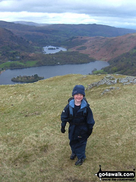 My son on Silver How in The Lake District Cumbria England