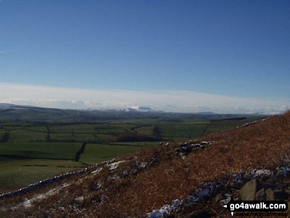 Walk ny124 Rylstone Fell, Cracoe Fell, Thorpe Fell Top and Embsay Moor from Embsay - Pendle Hill from Crookrise Crag