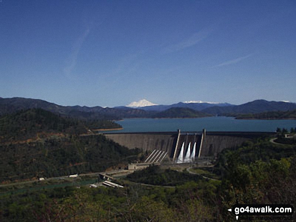 Shasta Dam, Redding with the ice covered Mount Shasta in the background 