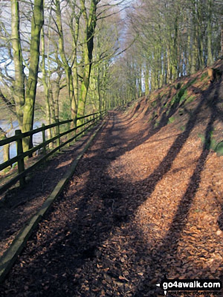 Walk wy171 Dog Hill (Rishworth Moor) from Ryburn Reservoir - Ryburn Reservoir shore path