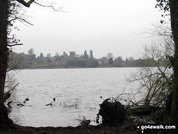 Walk sh130 Spout Wood from The Mere, Ellesmere - Ellesmere from across The Mere