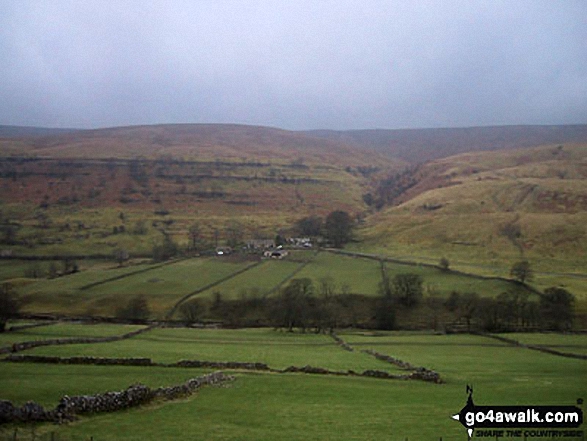 Wharfedale featuring Buckden Pike, Buckden, Buckden Beck and Tor Mere Top from above Yockenthwaite village