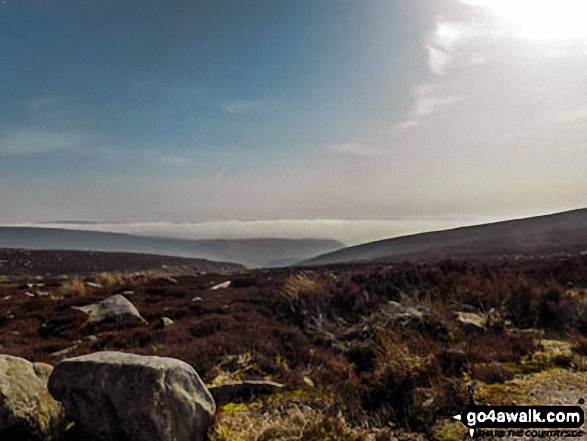 Looking SSE from the summit of Simon's Seat (Wharfedale) - a thick mist lies over the lower fells in the distance