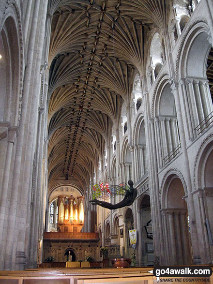 Inside the magnificent Norwich Cathedral Norwich Cathedral was begun in 1096 and completed in 1145. Norwich Cathedral has the second largest cloisters in England, only exceeded by those at Salisbury Cathedral.