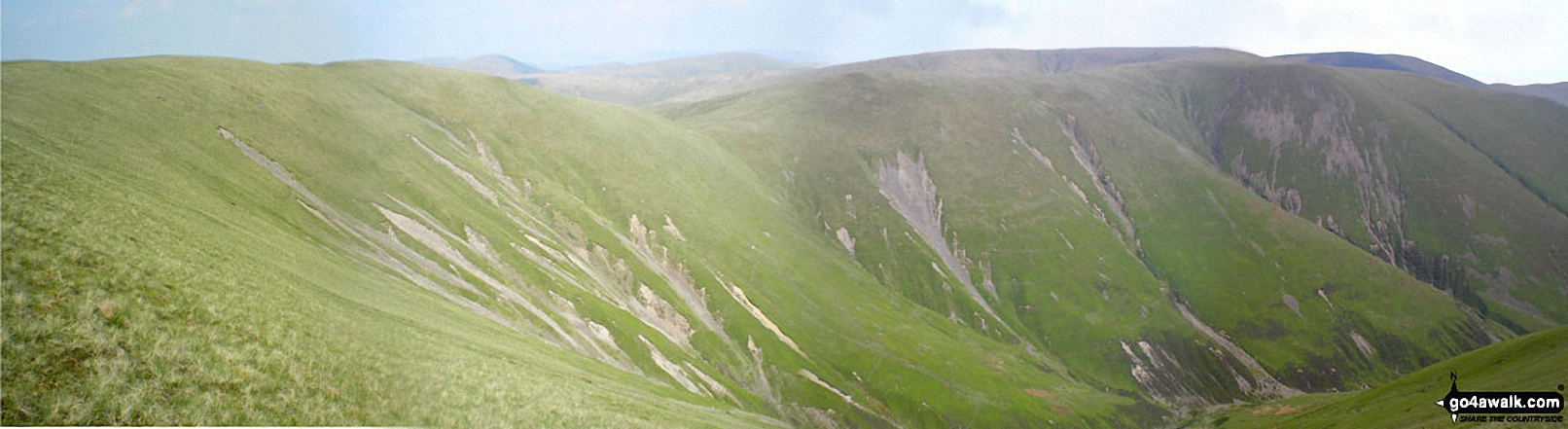 Walk c156 Carlingill Spout, Black Force, Fell Head (Howgills) and Lingshaw from Carlingill Bridge - The Calf and Calders from Fell Head (Howgills)