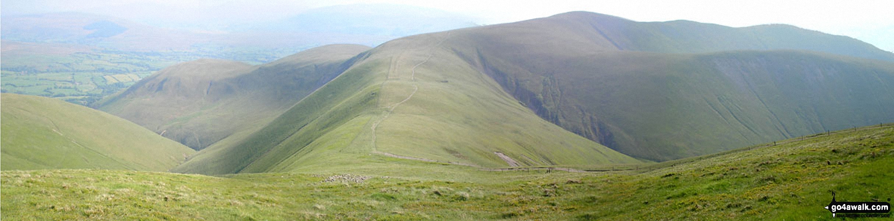 Walk c336 Calders, The Calf and Yarlside via Cautley Spout from The Cross Keys - Sickers Fell, Rowantree Grains and Arant Haw from Calders