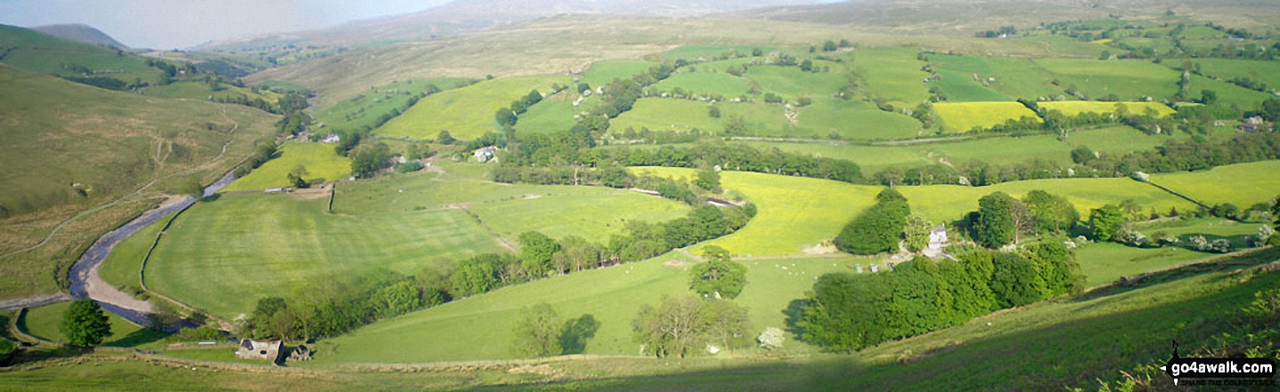 Walk c365 Calders and The Calf via Cautley Spout from The Cross Keys - Cross Keys and The River Rawthey valley from Pickering Gill below Great Dummacks