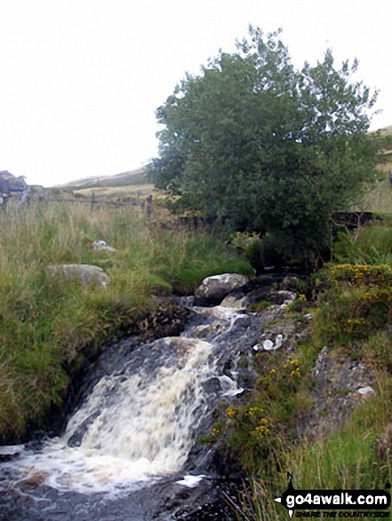 Walk gw108 Foel Goch from Cefn-ddwysarn - Nant Cwm Da waterfall