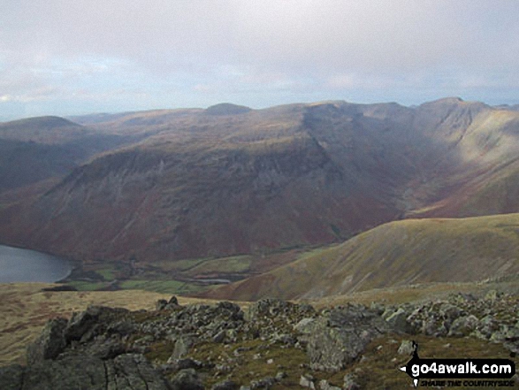 Walk c453 The Scafell Mountains from Wasdale Head, Wast Water - Yewbarrow (centre) and Pillar (right) from Sca Fell