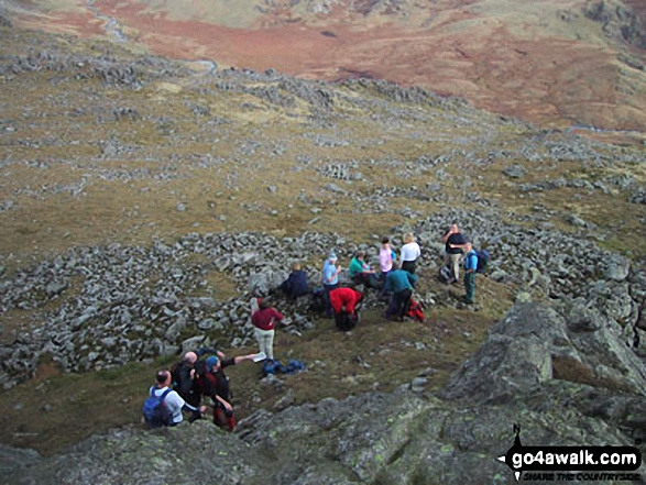 Walk c175 Slight Side and Sca Fell from Wha House Farm, Eskdale - Walkers on Slight Side