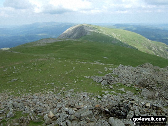 Walk gw123 Cadair Idris (Penygadair) Cyfrwy and Craig Cwm Amarch from Llanfihangel-y-pennant - Mynydd Moel from Cadair Idris (Penygadair)