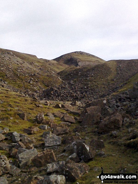 Walk ny174 Fremington Edge, Langthwaite and Arkengarthdale from Reeth - A 'Moonscape' - looking back up through the spoil heaps of Fell End Lead Mine at the NW end of Fremington Edge