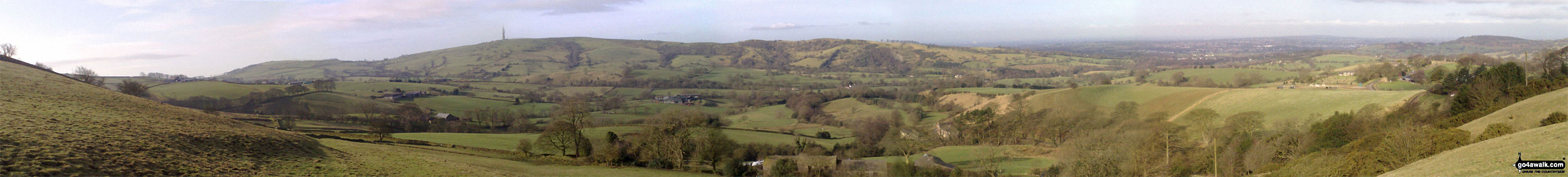 Walk ch101 Shutlingsloe and Wildboarclough from Ridgegate Reservoir - Croker Hill from The Hanging Gate above Pot Lords