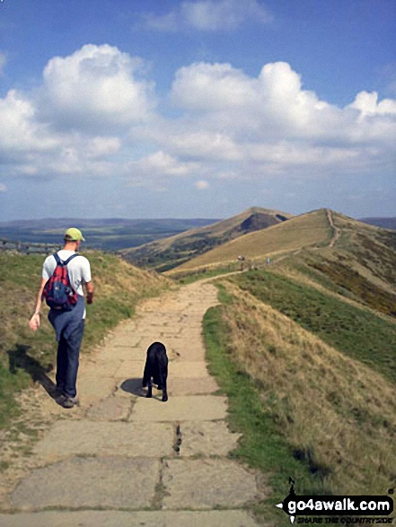 One man and his dog, a gorgeous day walking from Mam Tor to Hollins Cross 