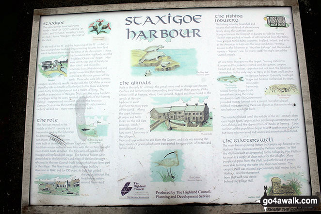 Walk h165 Castle Girnigoe (Castle Sinclair) from Staxigoe near Wick - Information board in Staxigoe Harbour