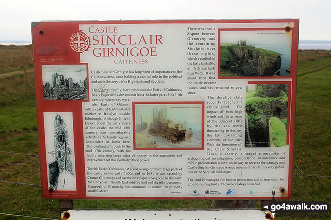 Information board at Castle Sinclair / Castle Girnigoe 