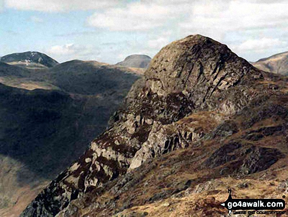 Walk c225 The Langdale Pikes via Jack's Rake from The New Dungeon Ghyll, Great Langdale - Pike of Stickle from Loft Crag