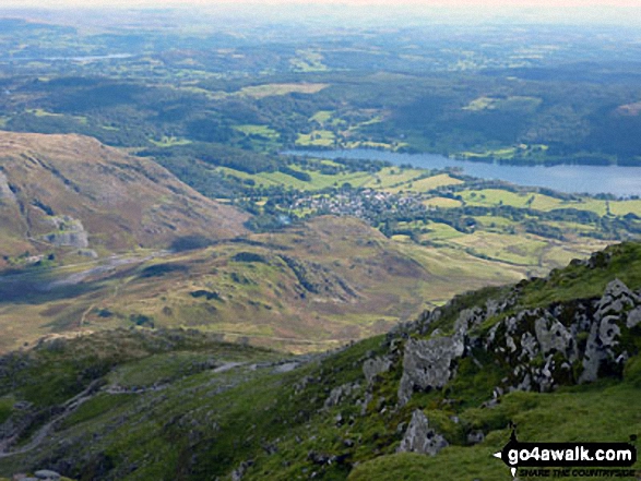 Walk c210 The Old Man of Coniston from the Walna Scar Road, Coniston - Lake Coniston & Coniston Village from The Old Man of Coniston