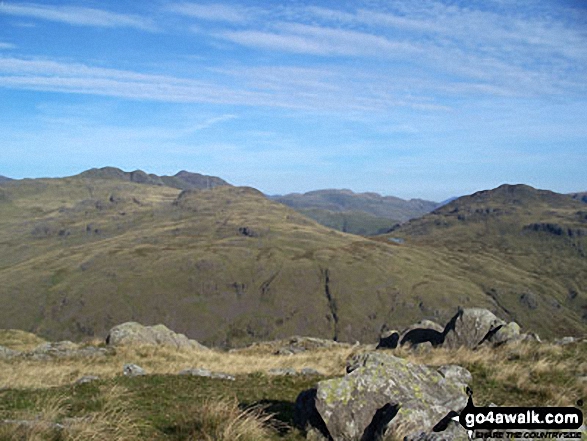 Cold Pike (left) and Pike of Blisco (Pike o' Blisco) from the summit of Great Carrs 