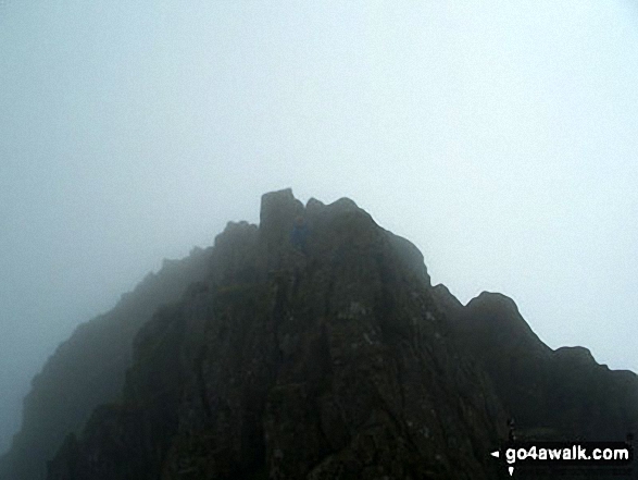 Walk c220 Helvellyn via Striding Edge from Glenridding - On Striding Edge in mist