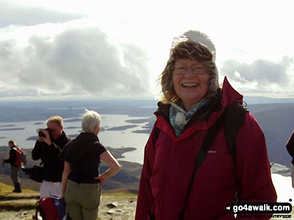 Walk st100 Ben Lomond and Ptarmigan from Rowardennan - My wife on top of Ben Lomond in October