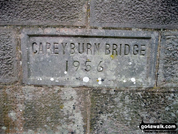 Walk n107 Wooler Common and Happy Valley (High Level Route) from Wooler - Careyburn Bridge name stone