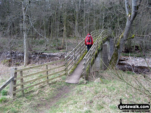 Walk n107 Wooler Common and Happy Valley (High Level Route) from Wooler - The substantial footbridge over Coldgate Water at Colgate Mill