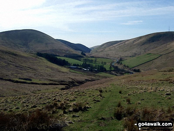 Dod Hill (Teviothead), Linhope Farm and Comb Hill (Langhope Height)<br>from the lower slopes of Lightning Hill 