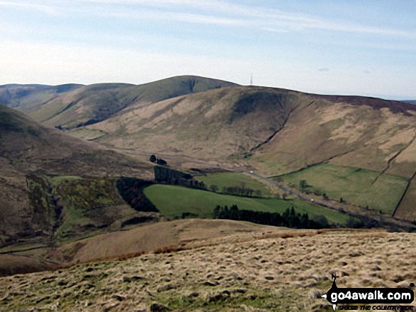 Wisp Hill (Teviothead) and and Comb Hill (Langhope Height)<br>above The Mosspaul Hotel from Lightning Hill