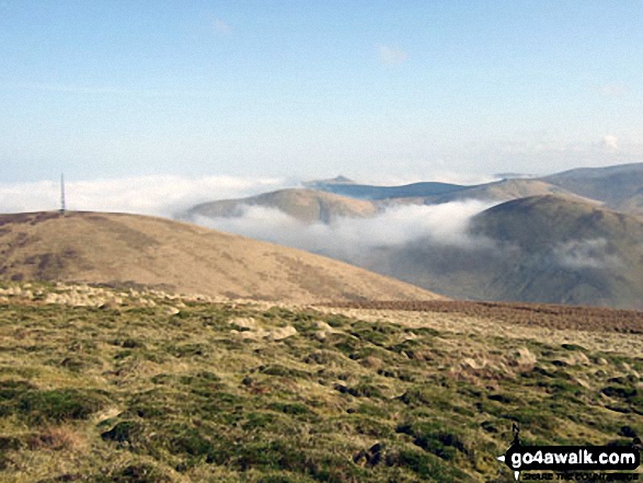 Walk bo144 Wisp Hill (Teviothead) and Glenrief Rig from Mosspaul Hotel - Comb Hill (Langhope Height), Dod Hill (Teviothead) and Carlin Tooth (Teviothead) from Wisp Hill (Teviothead) during a temperature inversion